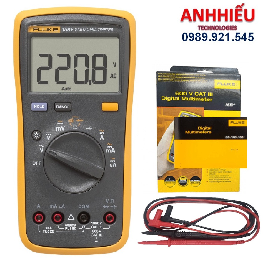 Đồng hồ vạn năng fluke 15b+ dây taiwan