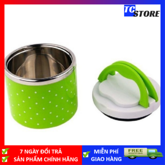 Hộp Cơm Camen Giữ Nhiệt 1 Ngăn Chấm Bi Ruột Inox Dung Tích 0,8L