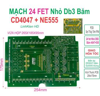 PCB bo mạch kích điện 24 fet Cách ly Băm db3 Nhịp CD4047 + NE555 Phíp FR4 - LinhKien HD