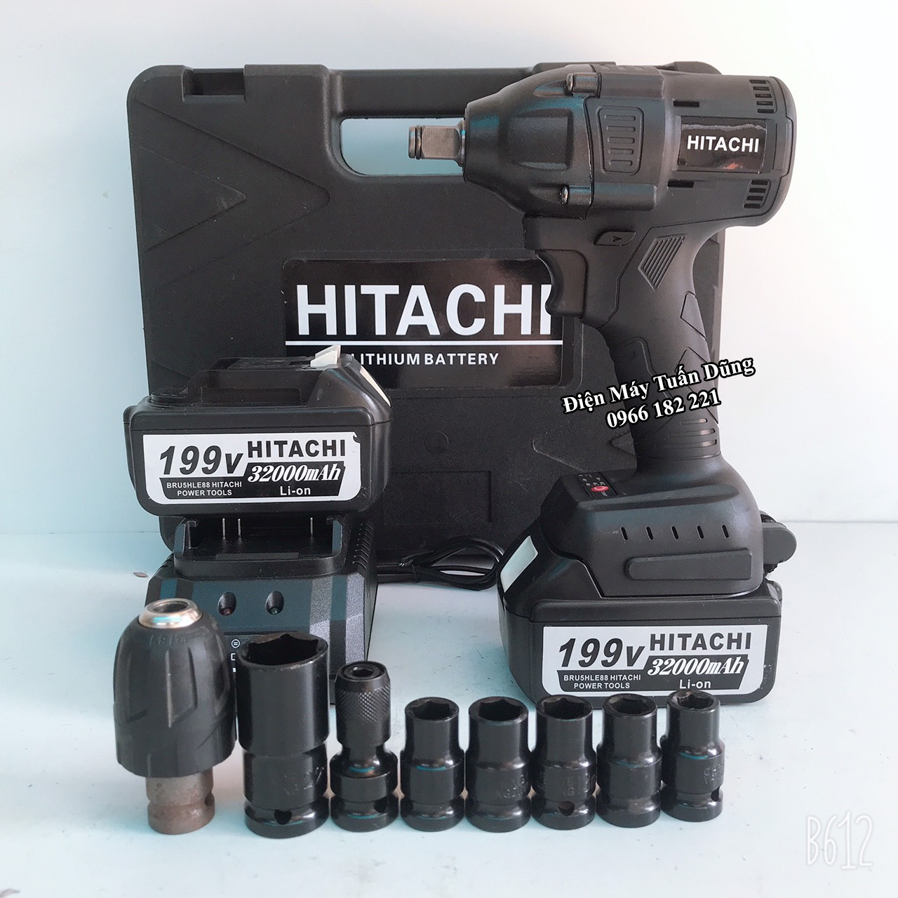 Máy siết bulong - Máy bắt vít Hitachi 199V 2 TRONG 1 - 2 Pin 32000 mAh - TẶNG Đủ như hình