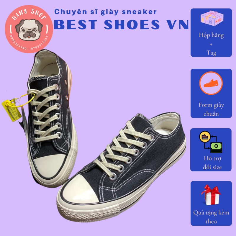 Giày Thể Thao Chuck Taylor 1970S Cổ Thấp Màu Đen Nam Nữ Couple Full Box - BEST SHOES VN