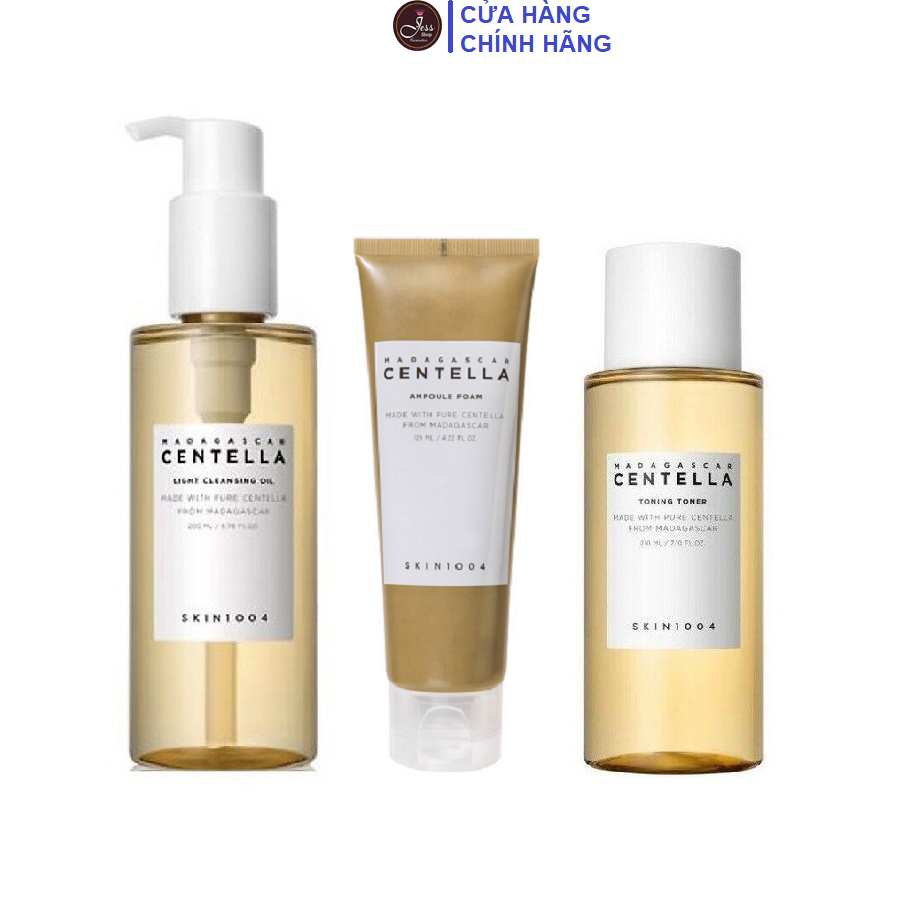 Bộ 3 Sản Phẩm Dưỡng Da Giảm Mụn Skin1004 Madagascar Centella (Dầu tẩy trang 200ml + Sữa rửa mặt 125ml + Toner 210ml)