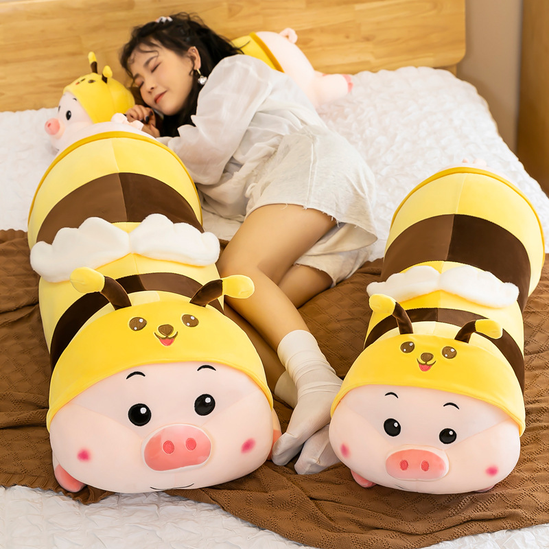 Thú nhồi bông heo ong vàng cute, vải mềm mịn co dãn 4 chiều có 3 size 80cm 1m 1m2 siêu to thích hợp ôm ngủ, quà tặng đáng yêu cho bé
