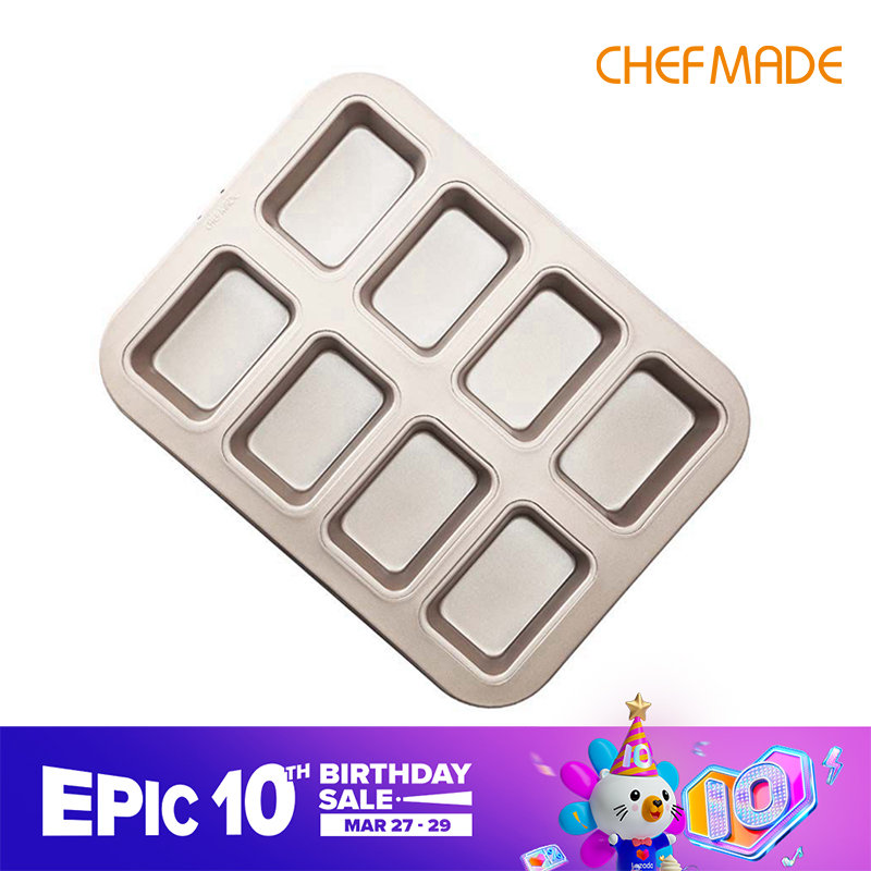 CHEFMADE Chảo Bánh Mì Nhỏ Nhắn 8 Cốc, Hộp Thiếc Bánh Ngọt Mini Không Dính Chảo Bánh Dụng Cụ Nướng Bánh Lò Khay Nướng Bánh Mì Chống Dính WK112013-1