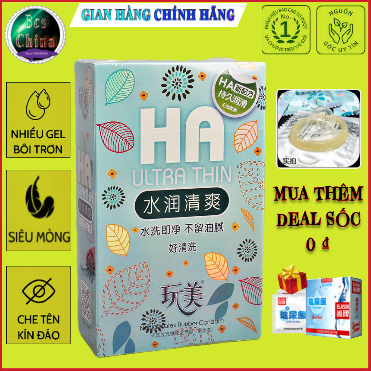 [lẻ 10 Cái] Bao cao su HA blue hàng nội địa trung siêu mỏng nhiều gel Loại bao giá rẻ nên đc các khách sạn, nhà nghỉ, và những bạn thường xuyên phải sử dụng bcs nhiều lần trong ngày- ưu điểm : dễ rửa - nhiều nước