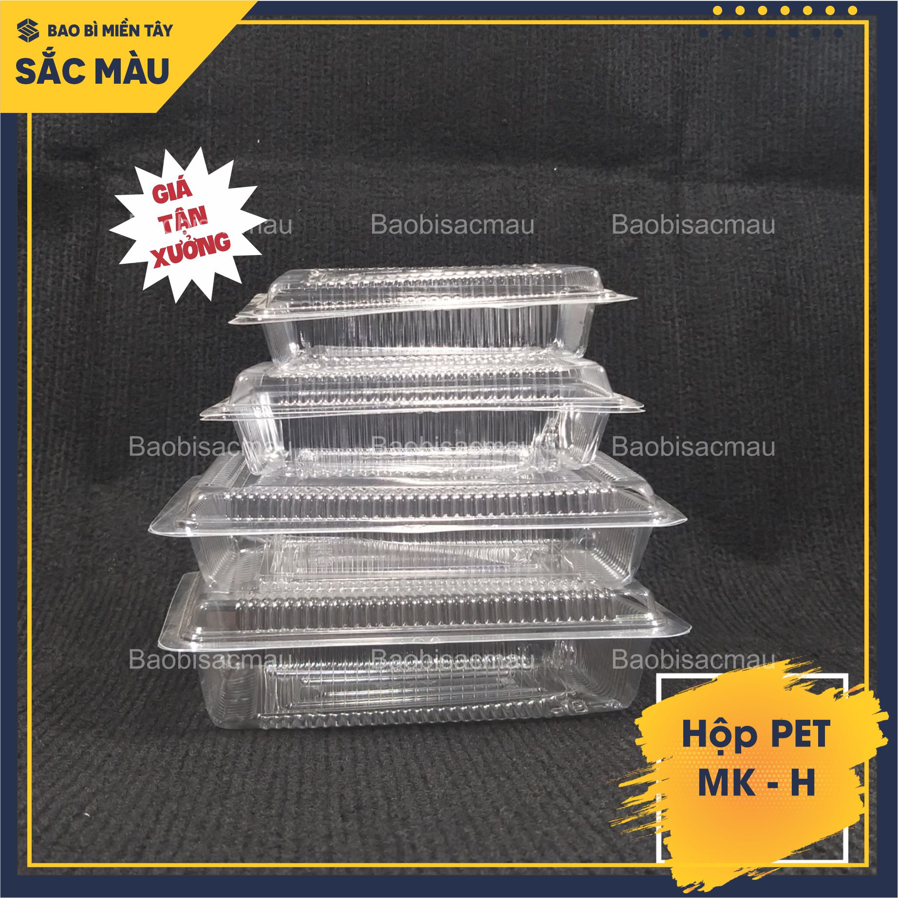 Combo 100 hộp nhựa đựng bánh, thực phẩm... - h21, h25, h30, h50, h55