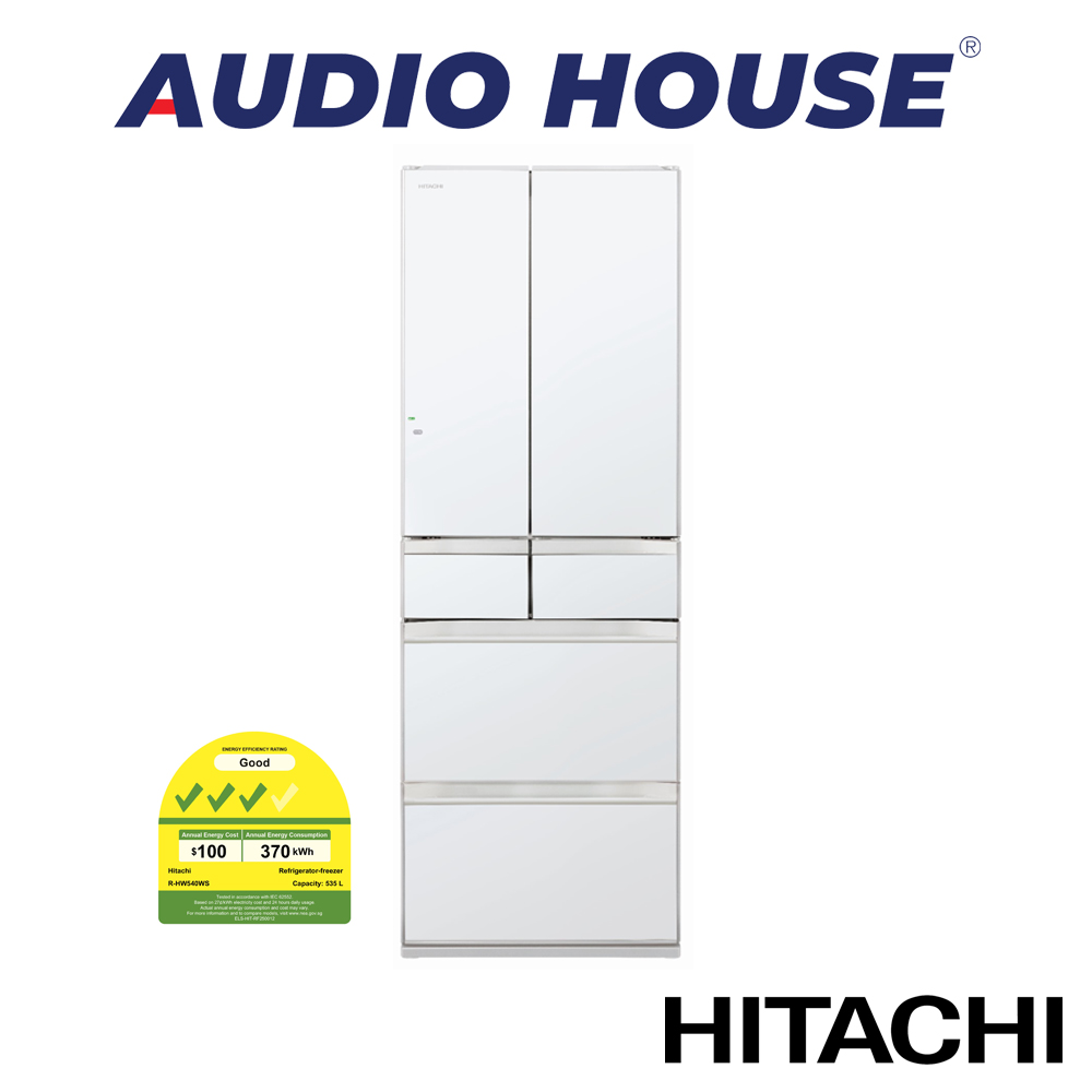 HITACHI R-HW620WS-XW 617L 6 DOOR FRIDGE COLOUR: CRYSTAL WHITE