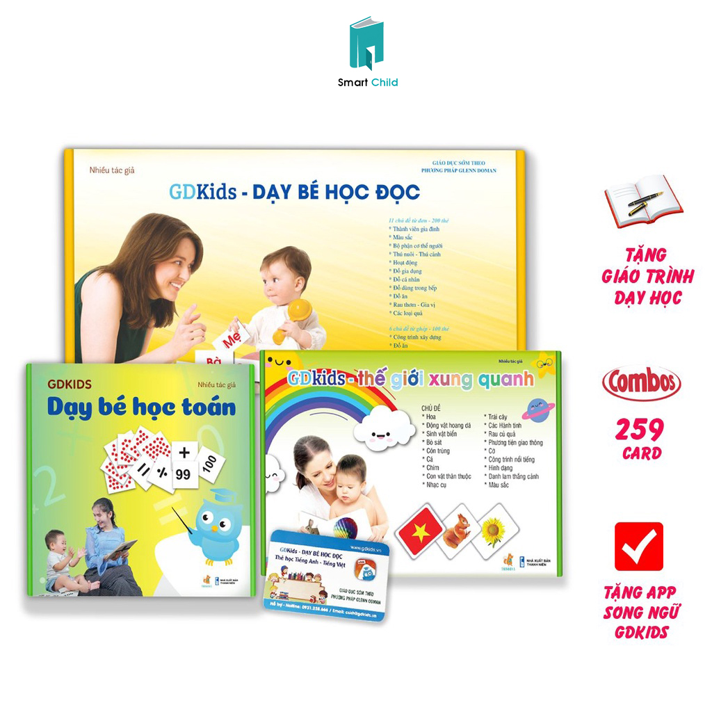 Flashcard bộ cơ bản kết hợp 259 thẻ học thông minh cho bé - glenn doman giáo dục sớm cho trẻ