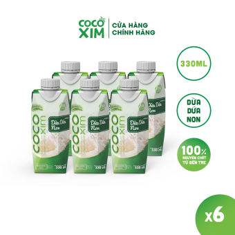 Combo 6  Hộp Nước dừa đóng hộp Cocoxim dừa dứa non 330ml