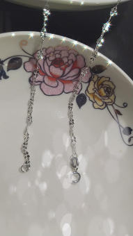 dây chuyền bạc tinh khiết mạ bạch kim kiểu cánh hoa