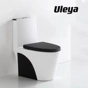 ULEYA Black and White Toilet with Soft Closing Seat Cover