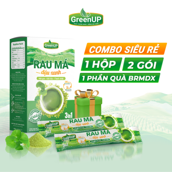 Combo Bột Rau Má Đậu Xanh - 1 Hộp 2 Gói 1 Phần Quà - Rau Má Tươi Nguyên Chất Giúp Da Sáng Dáng Xinh  - RMDXCB