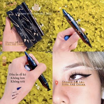 Bút Kẻ Mắt Nước 2 Đầu QIC Siêu Mảnh Kháng Nước Không Lem Bút Kẻ Mắt Eyeliner Đầu In Dặm Định Hình Đuôi Mắt Con Dấu