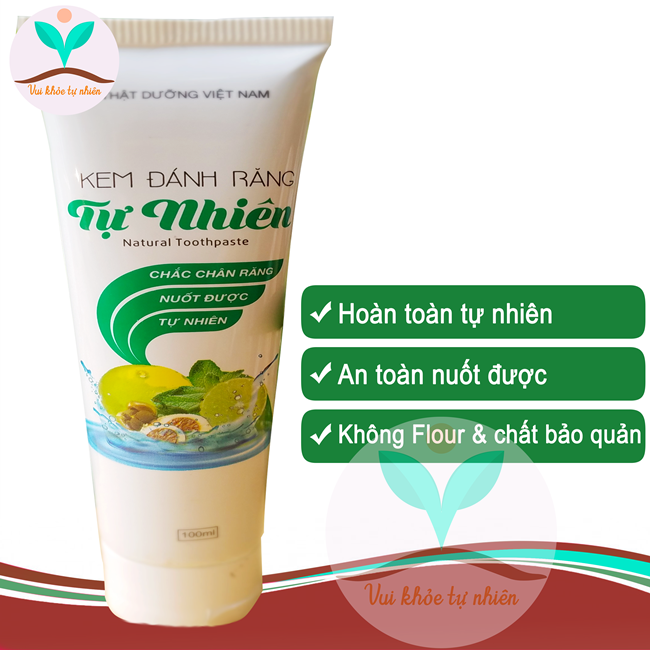 [HCM]Kem đánh răng hoàn toàn tự nhiên an toàn, không Florua, bảo vệ răng chắc khoẻ, cho người lớn, người già, trẻ em