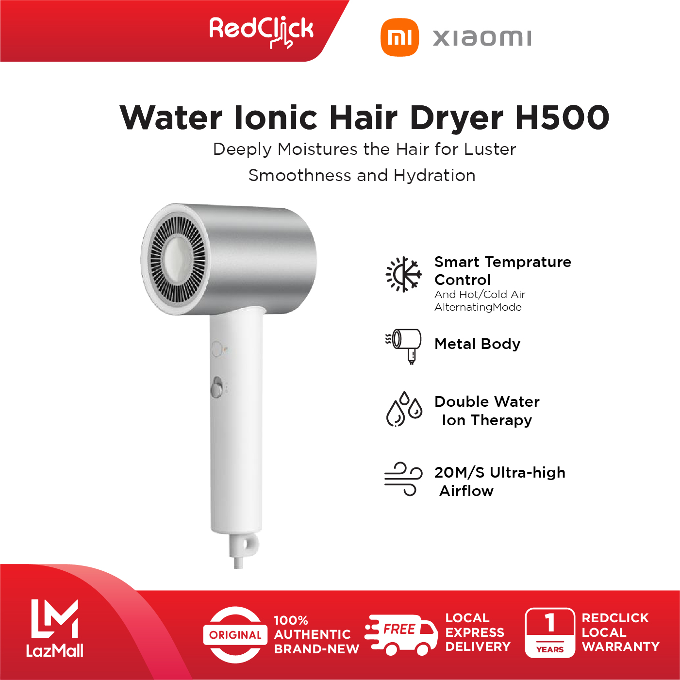 Xiaomi Mijia Double Water Ion Hair Dryer H500 / CMJ03LX Nano Anion Hair Care 1800W Water-ion Deep Hydration Quick Drying Anion Blower