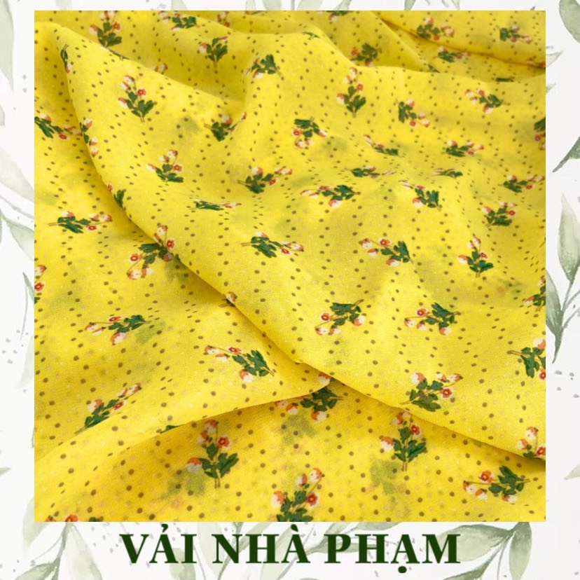 Voan tằm hoa nhí nền vàng - vải nhà pha - khổ vải 1.5m