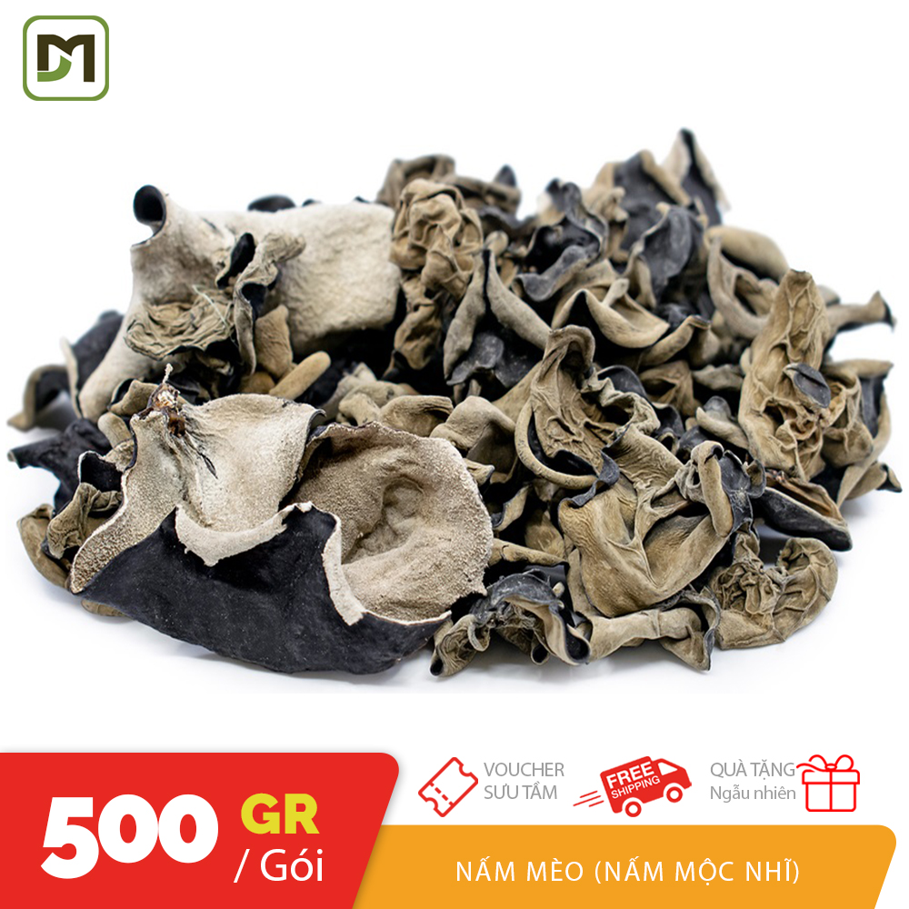 Gói 500gr nấm mộc nhĩ nấm mèo khô gia vị chế biến món ăn