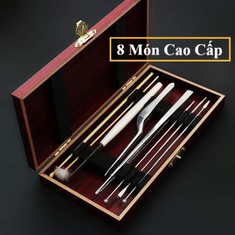 Bộ Lấy Ráy Tai Đa Năng 8 Món Chuyên Dụng Cho Salon - Bộ Ngoáy Ráy Tai Hộp Gỗ 8 Món sang trọng dụng cụ vệ sinh tai cao cấp 8 món hộp gỗ, nhỏ gọn, hiệu quả.