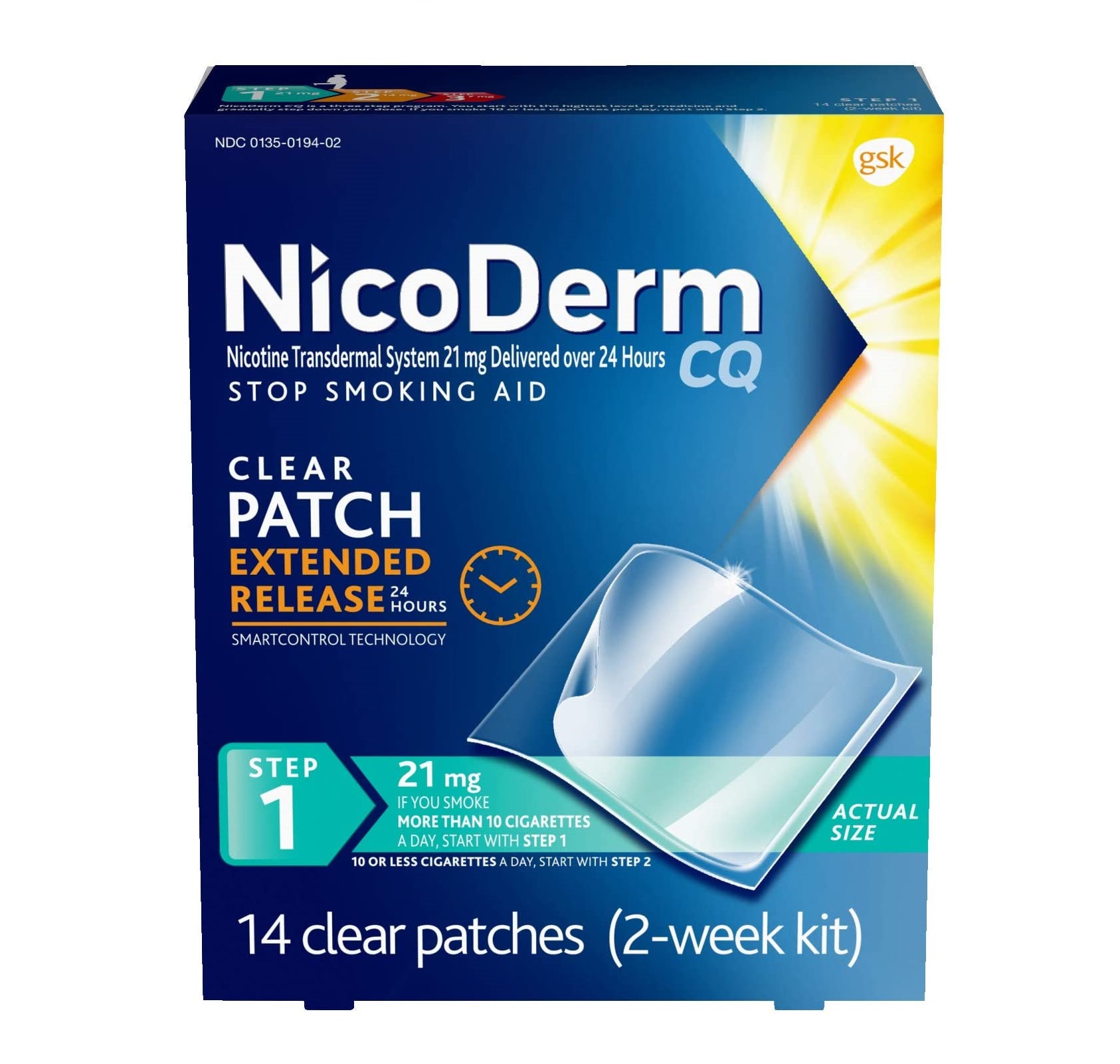Miếng dán hỗ trợ cai thuố.c lá NicoDerm CQ Step 1 21mg 14 miếng