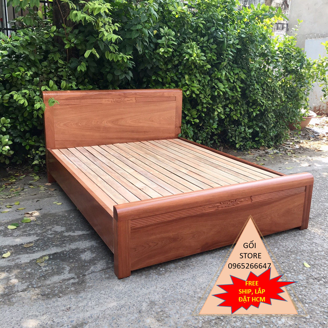 Giường gỗ xoan đào - bền - đẹp - cam kết không hôi mùi gỗ 1m8*2m