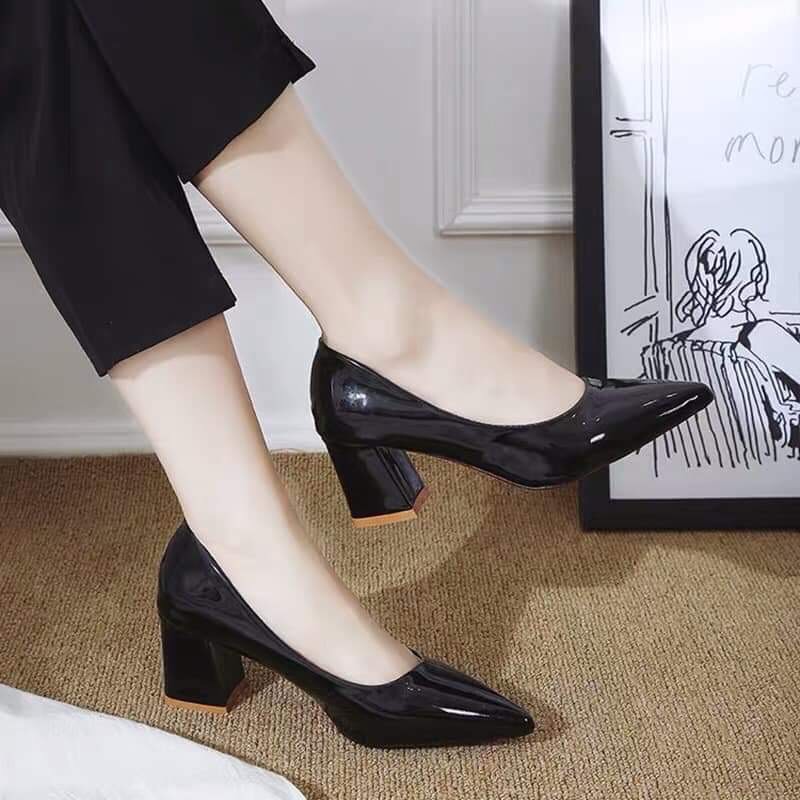 Giày cao gót mũi nhọn hở gót 5 phân phân kiểu dáng năng cho phái nữ