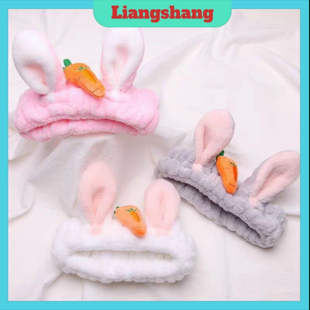 Băng đô rửa mặt /băng đô turban 3d cà rốt tai thỏ vải nhung xinh xắn
