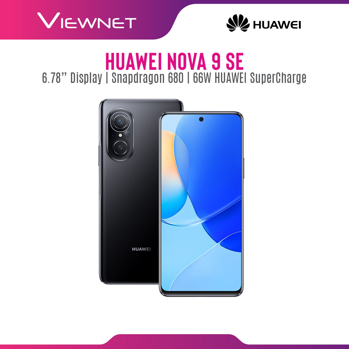 [Pre-Order] Huawei Nova 9 SE Smartphone with Snapdragon 680, 8GB RAM + 128GB ROM, 4000mAh battery ETA:18-03-2022