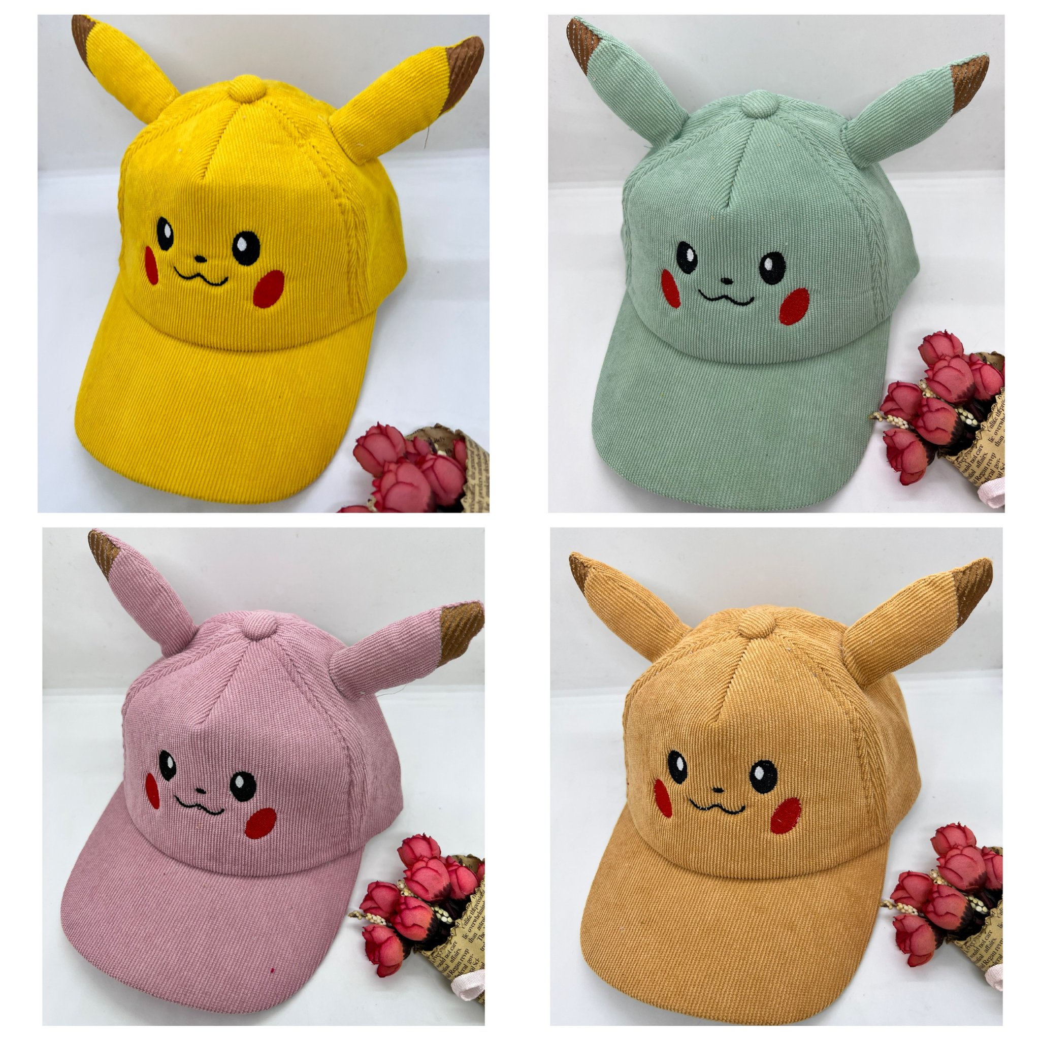 Mũ nón kết pikachu cho bé trai bé gái từ 4 đến 10 tuổi - vải nhung gân