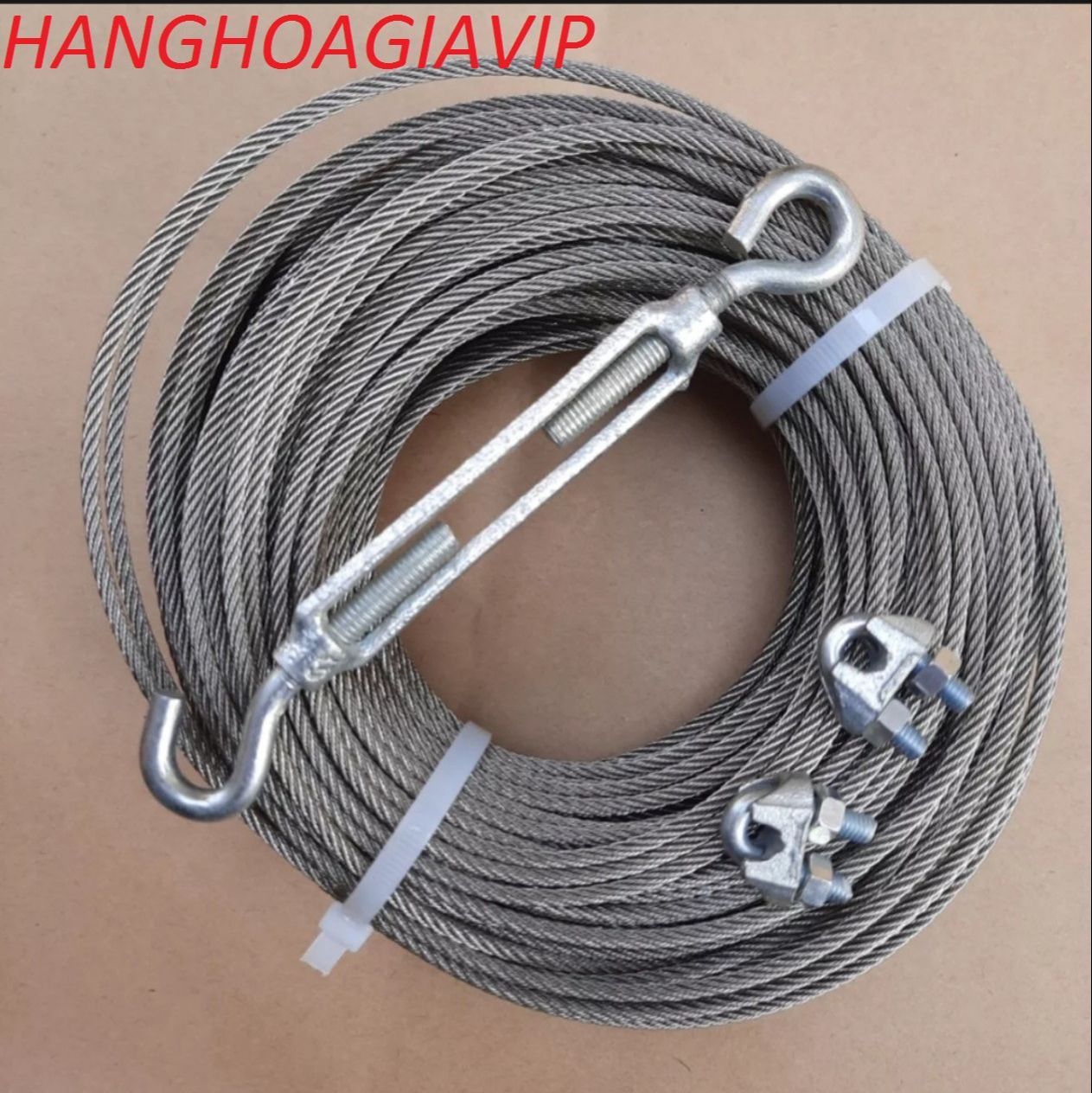 10 mét dây cáp INOX 304 tặng kèm 1 tăng đơ,2 ôc siết cáp INOX 304 chống rỉ sét làm dây phơi quần áo.. Gồm các size 2 li 3li  5 li.hanghoagiavip