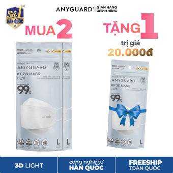 Khẩu Trang Hàn Quốc ANYGUARD, Khẩu Trang KF 3D 4 Lớp Ngăn Bụi Mịn, Màu Trắng (Túi 10 Chiếc)