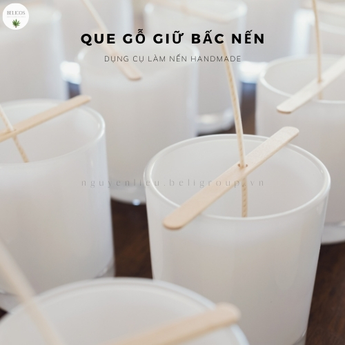 Thanh gỗ giữ bấc nến 11,3cm có lỗ khoan tròn Cố định bấc nến cotton