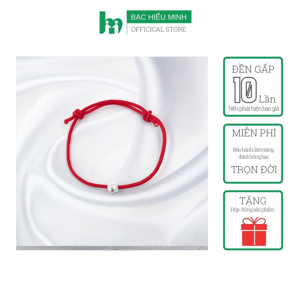 Lắc Tay Nữ Bạc Hiểu Minh LTU515 Chỉ Đỏ May Mắn Bi Xoáy Bạc Chuẩn 925