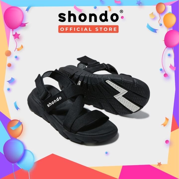   HCM  Giày Dép Sandals SHONDO F6 Sport Màu Đen - Giày Đẹp Đi Học Nam Nữ - Shondo Đen F6S301 