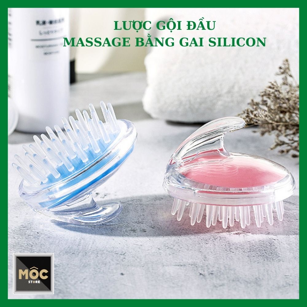 Lược Gội Đầu Massage Da Đầu Bằng gai Silicon, dày mềm, không hại da đầu, lưu thông máu thư giãn, thiết kế hình bàn chải với tay cầm tiện dụng vừa tay, phù hợp các loại tóc, bền, giá rẻ, mocstore