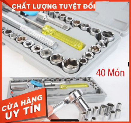 Bộ đồ nghề sửa chữa 40 món aiwa - bộ sửa chữa xe sử dụng cho ô tô và xe máy , xe đạp - bộ cờ lê - khóa