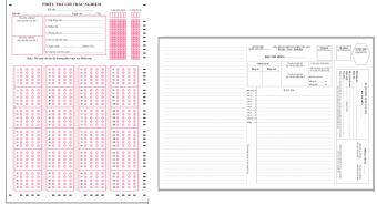 set 50 giấy thi tự luận  và 50 giấy thi trắc nghiệm mẫu chuẩn của Bộ GDĐT