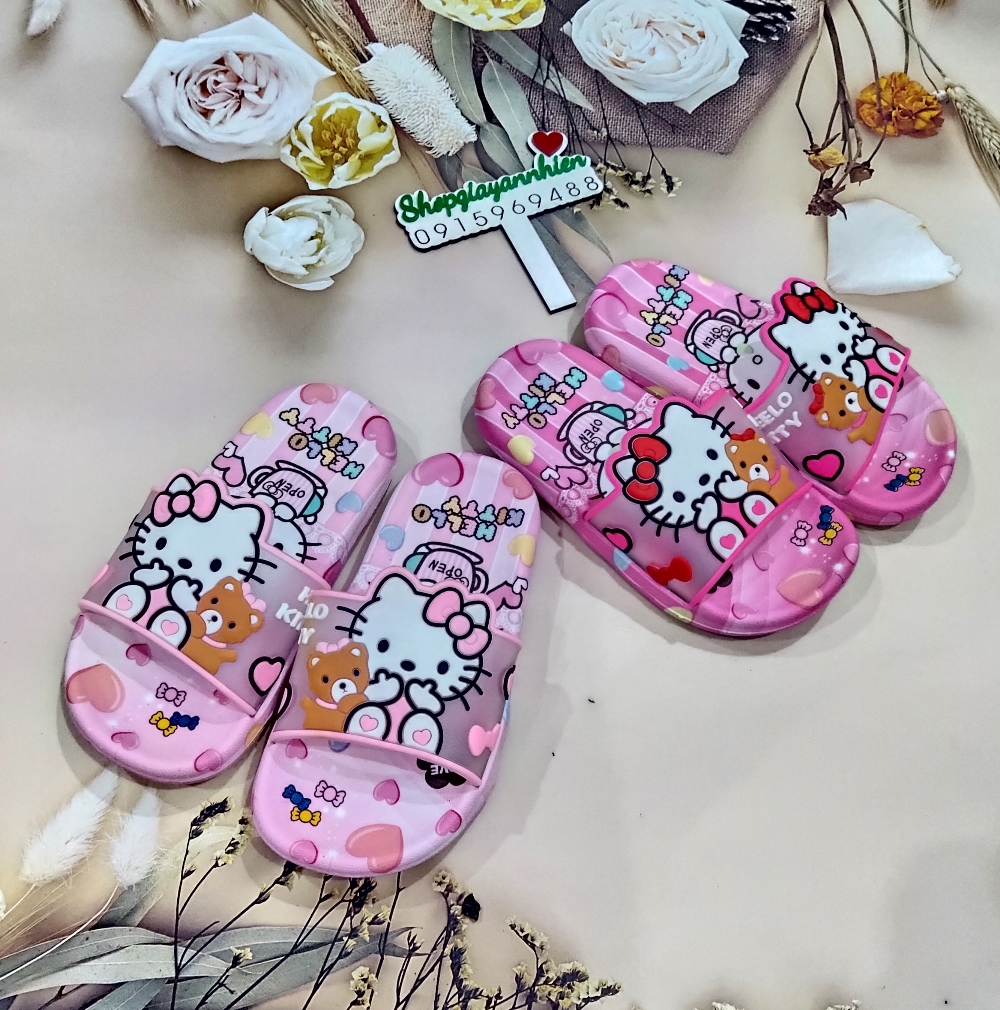 Dép lê cho bé gái hình mèo kitty siêu dể thương 2 màu