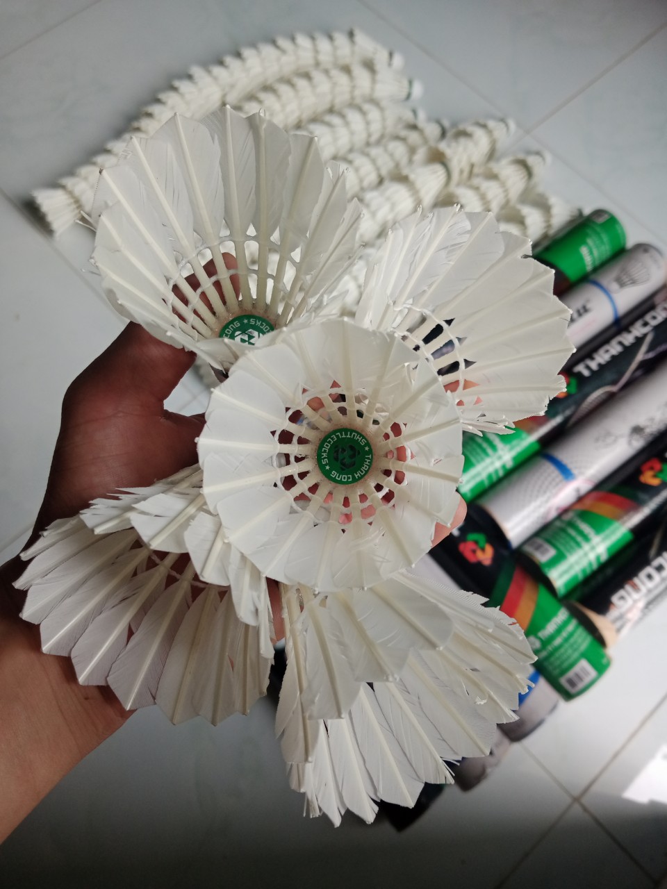 Quả cầu lông cũ dùng tập luyện đã qua thi đấu (hộp 12 quả)