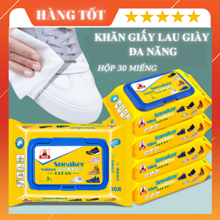 [HỘP 30 MIẾNG] KHĂN LAU GIÀY ĐA NĂNG - KHĂN ƯỚT VỆ SINH GIÀY CHUYÊN DỤNG GIẤY SNEAKER CLEAN LOẠI NHỎ BỎ TÚI TIỆN LỢI- KHĂN GIẤY LAU GIÀY SIÊU SẠCH SNEAKER HỘP 30 TỜ SIÊU HOT KHÔNG HOÁ CHẤT LÀM HẠI VẢI [HÀNG TỐT]