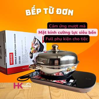 Bếp từ đơn Hasuka HSK6969 bếp từ full cảm ứng độ nhạy mượt mà như iphone tặng kèm nồi lẩu inox size 32 cao cấp