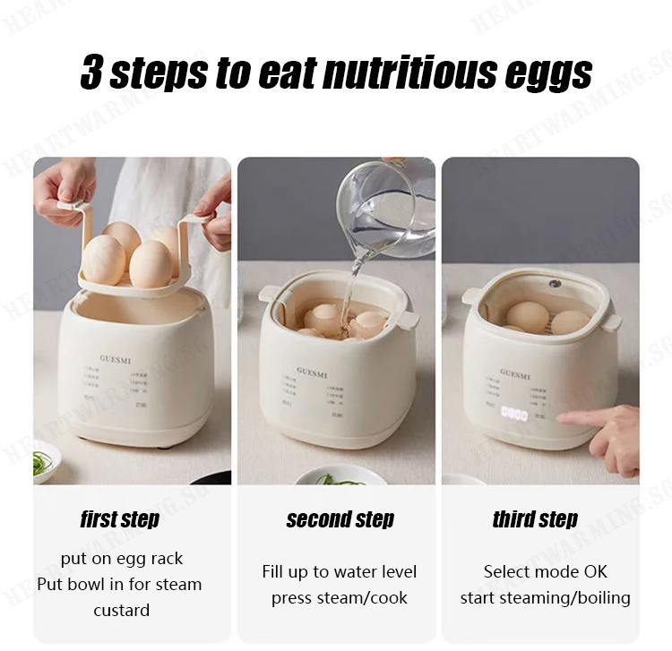 350W Electric Egg Boiler Breakfast Machine Automatic Steamer Egg Cookers  Egg Custard Steaming Cooker with Timer Food Warmer 220V