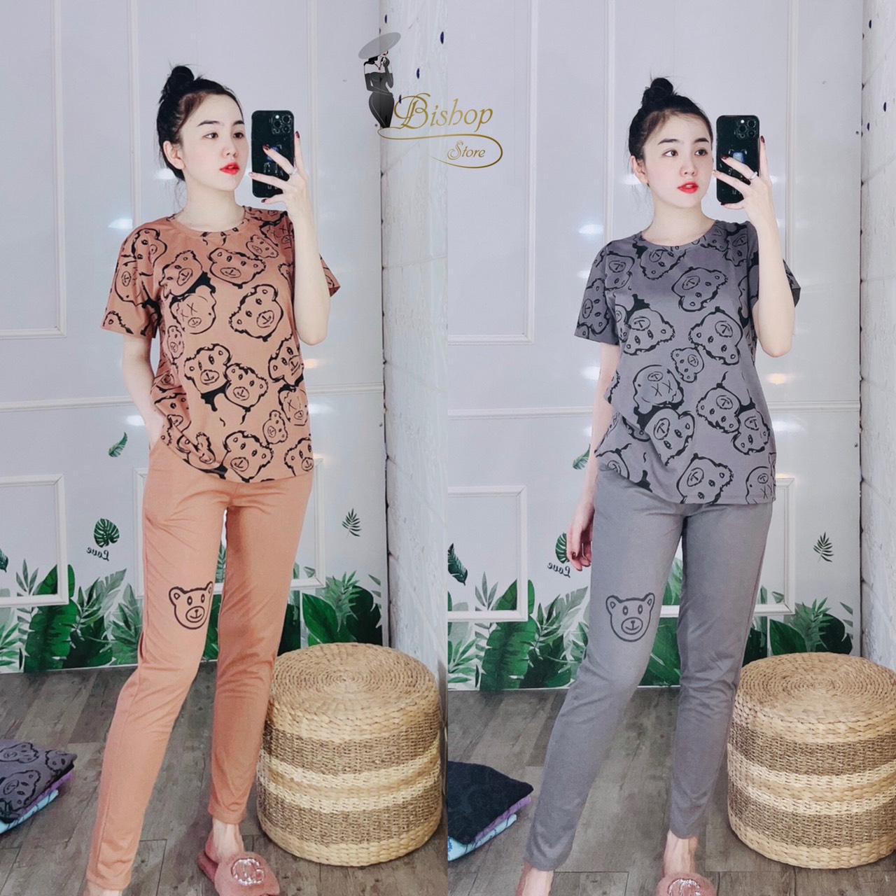 Đồ bộ nữ mặc nhà, set bộ bộ đồ thun dài cotton mặc nhà dễ thương bigsize