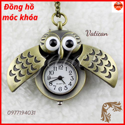 Đồng hồ bỏ túi hình chim cú có móc khóa tiện lợi