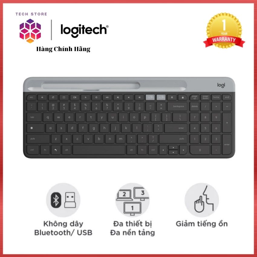 Bàn phím bluetooth logitech k580 graphite-đen slim multi-device wireless , bảo hành 1 năm , bàn phím không dây chính hãng