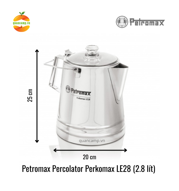 Ấm treo đun trà cà phê bằng thép không gỉ Petromax Percolator Perkomax LE14 / LE28