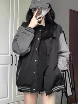 ÁO KHOÁC BOMBER NỮ DÙ 2 LỚP TAY PHỐI XÁM SIÊU XINH PHONG CÁCH SÀNH ĐIỆU - 39STORE