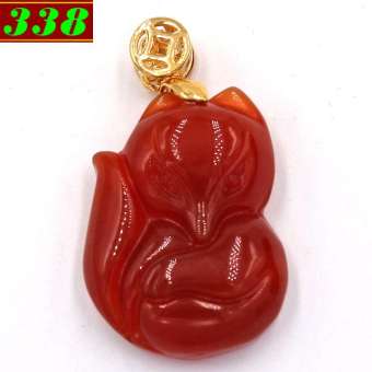 Mặt hồ ly đá thạch anh đỏ 2.9cm