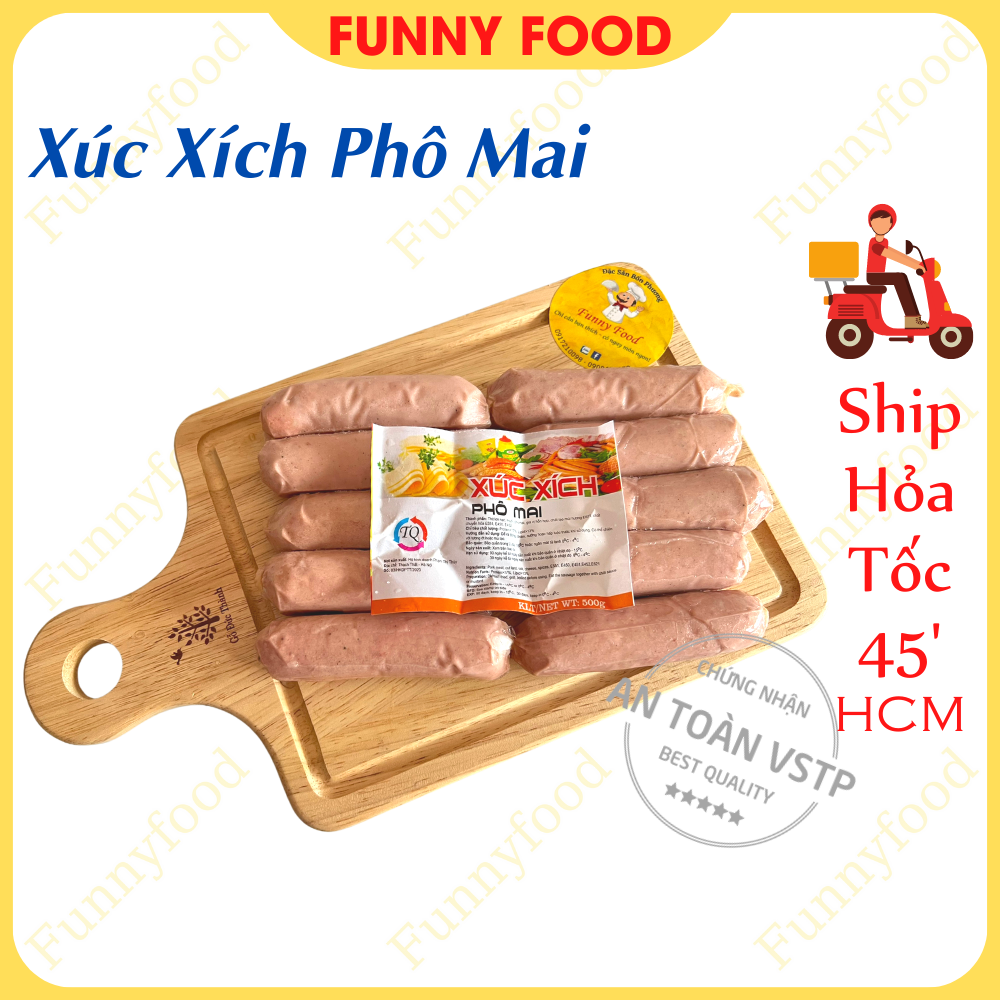Xúc xích tươi phô mai 10 cây – xúc xích phô mai ngon 500g – – funnyfood