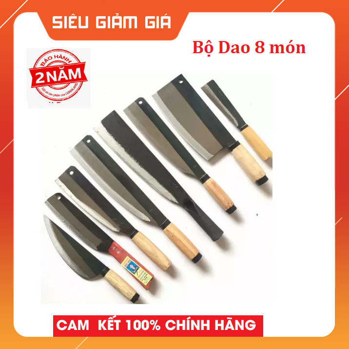 CS026  bộ dao 8 món, 10 món  nhà bếp , Hàng dao tông cán  sắt , độ bén và độ bền cao