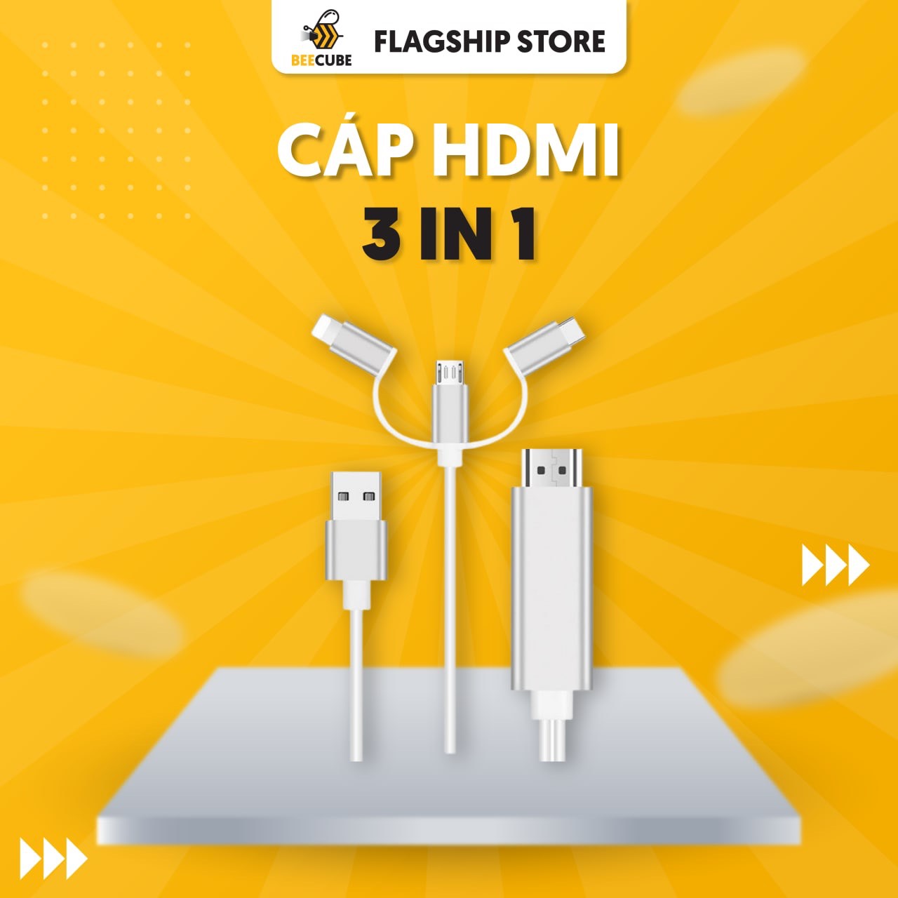 Cáp mhl 3 in 1 hdmi kết nối điện thoại với máy chiếu, tv